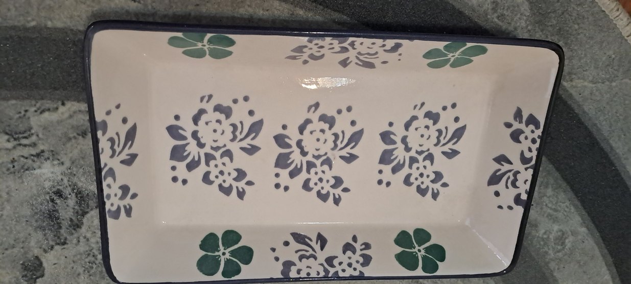 tabak ciçek Desenli Beyaz Dikdörtgen Tabak - Görsel 5