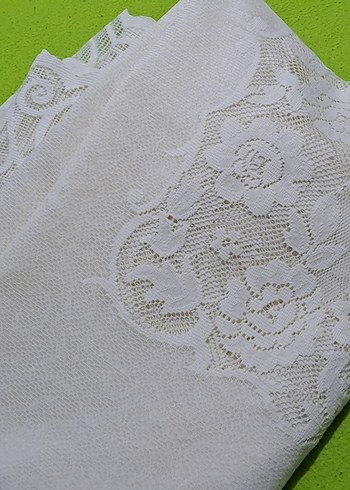 masa ortusu krem renk Vintage kullanilmis defolu urun - Görsel 12