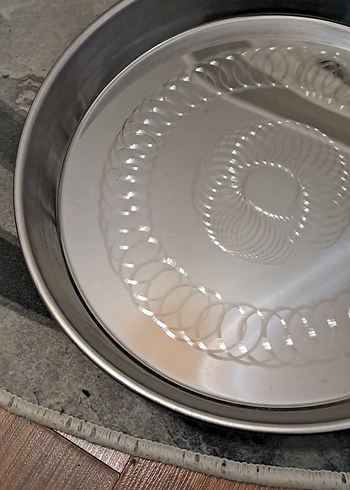 tepsi celik sifir urun Gri Desensiz Yuvarlak Tepsi - Görsel 2