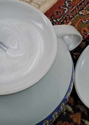 porselen corba kasesi klasik Desenli Beyaz Porselen Kapaklı - Görsel 7