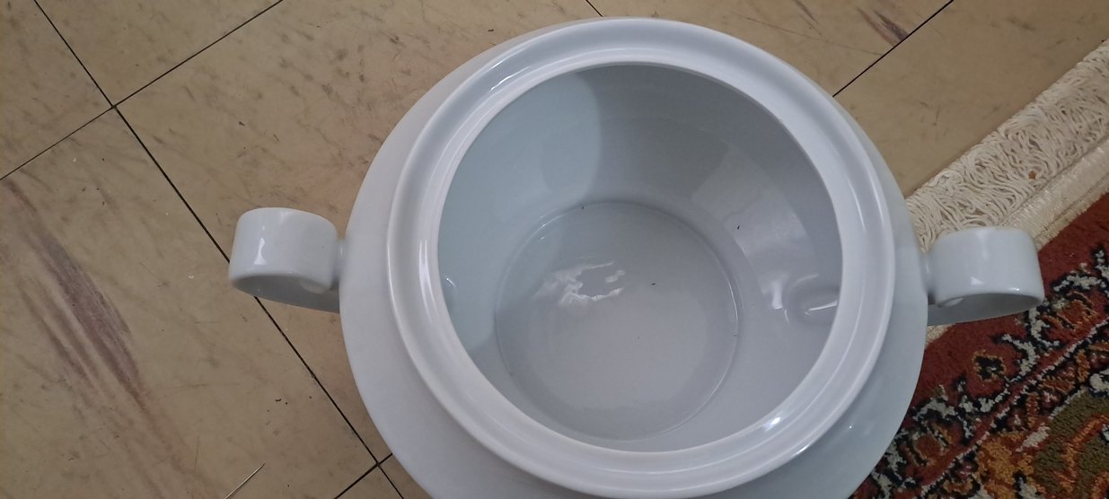 porselen corba kasesi klasik Desenli Beyaz Porselen Kapaklı - Görsel 4