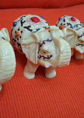 fil serisi Renkli Süslemeli Beyaz Fil Figürleri - Görsel 3