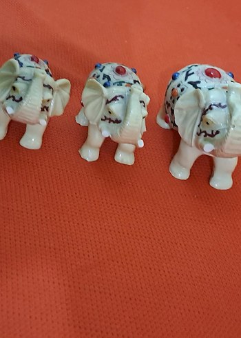 fil serisi Renkli Süslemeli Beyaz Fil Figürleri - Görsel 6