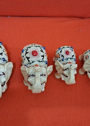 fil serisi Renkli Süslemeli Beyaz Fil Figürleri - Görsel 2