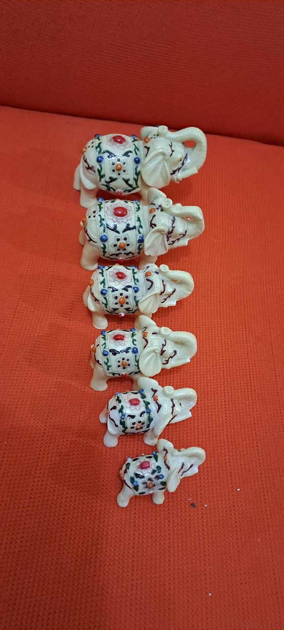 fil serisi Renkli Süslemeli Beyaz Fil Figürleri - Görsel 4