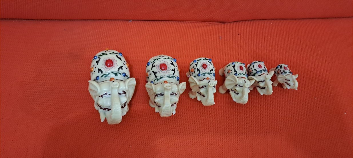 fil serisi Renkli Süslemeli Beyaz Fil Figürleri - Görsel 2