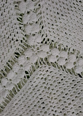 masa ortusu dantel El İşçiliği Beyaz Dantel Masa Örtüsü - Görsel 9