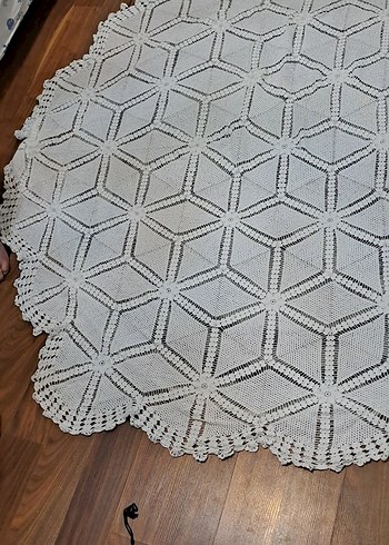 masa ortusu dantel El İşçiliği Beyaz Dantel Masa Örtüsü - Görsel 2