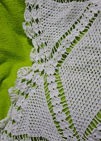 masa ortusu dantel El İşçiliği Beyaz Dantel Masa Örtüsü - Görsel 4