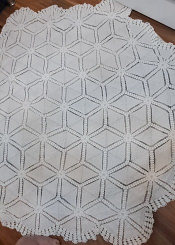 masa ortusu dantel El İşçiliği Beyaz Dantel Masa Örtüsü - Görsel 11