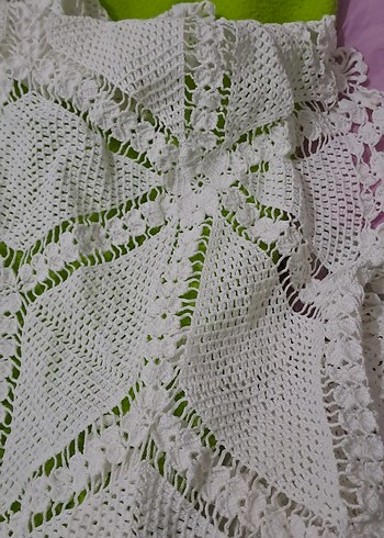 masa ortusu dantel El İşçiliği Beyaz Dantel Masa Örtüsü - Görsel 5