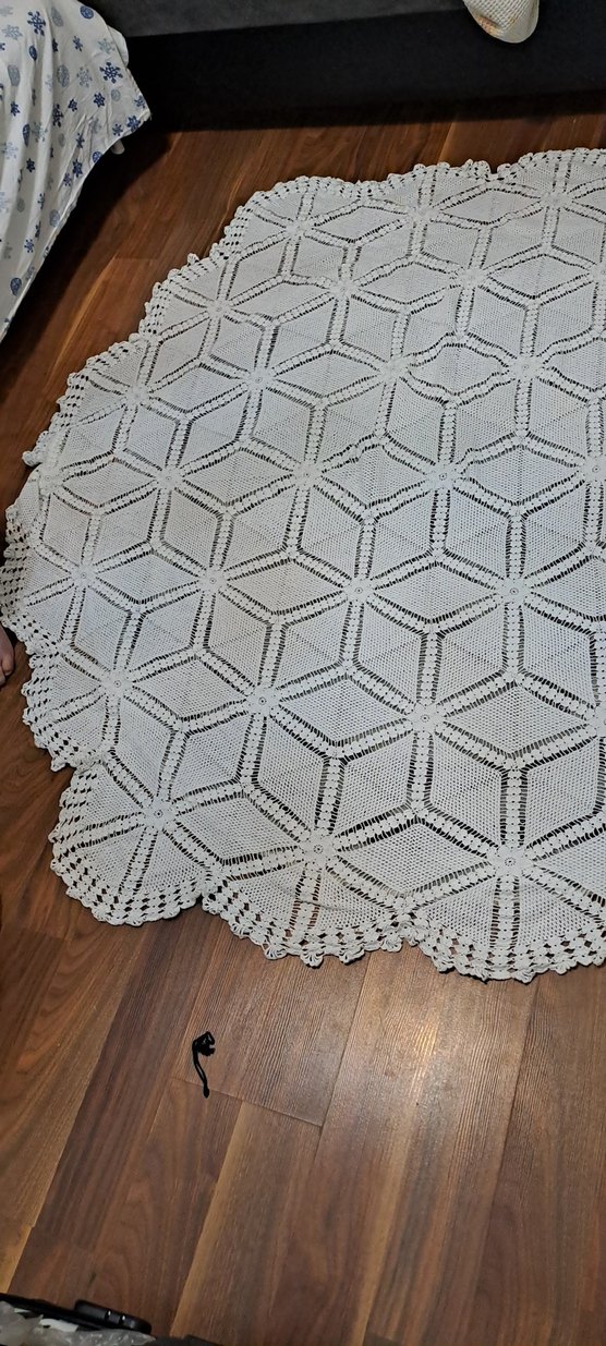 masa ortusu dantel El İşçiliği Beyaz Dantel Masa Örtüsü - Görsel 2