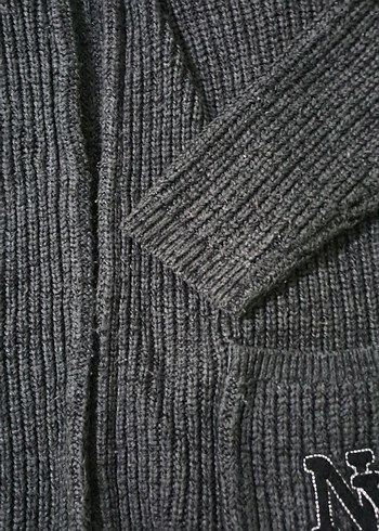 hirka Erkek Çocuk Gri Kapüşonlu Triko Hırka unisex - Görsel 3