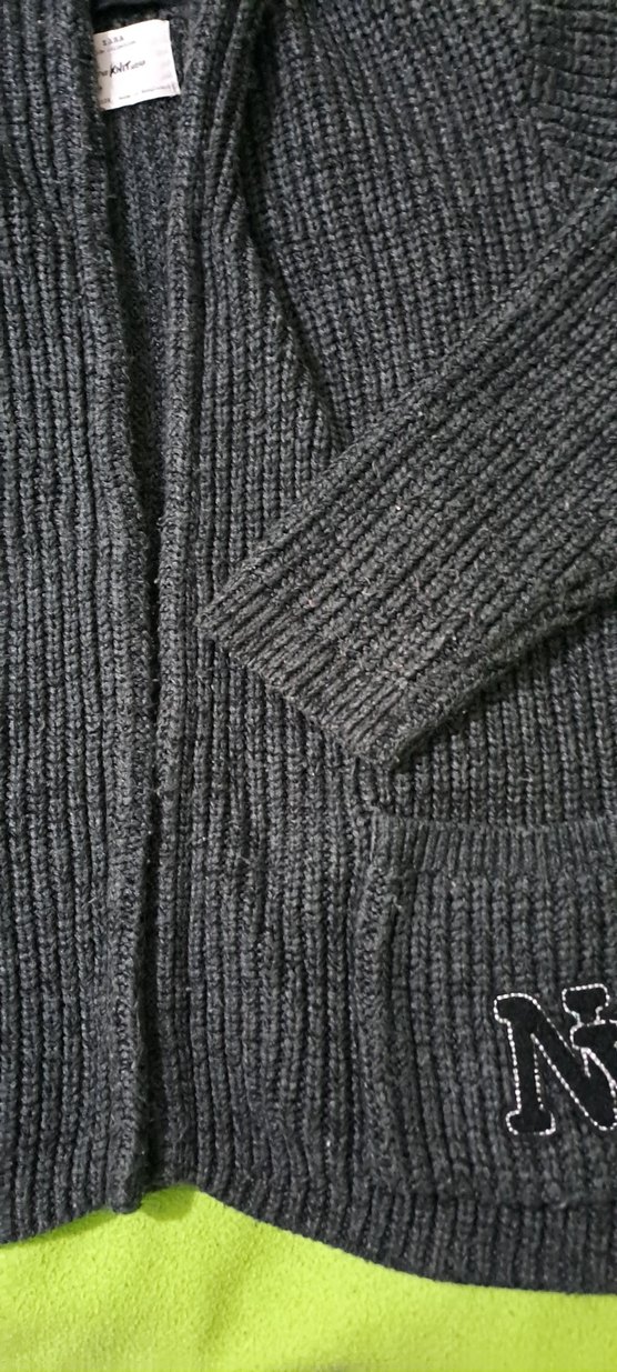 hirka Erkek Çocuk Gri Kapüşonlu Triko Hırka unisex - Görsel 3