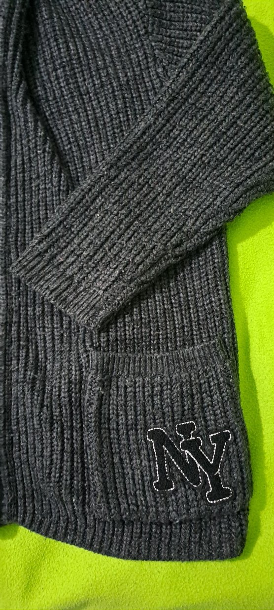 hirka Erkek Çocuk Gri Kapüşonlu Triko Hırka unisex - Görsel 4