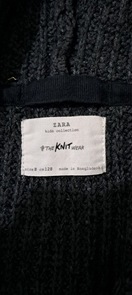 hirka Erkek Çocuk Gri Kapüşonlu Triko Hırka unisex - Görsel 5