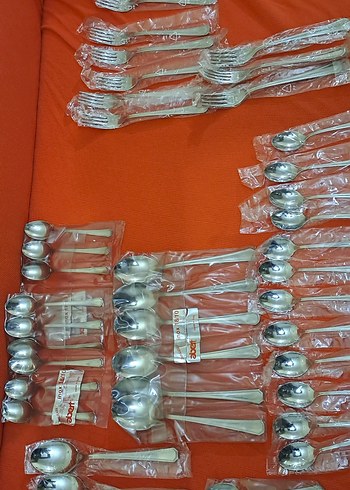 catal kasik seti gri-Beyaz Paslanmaz Çelik Çatal Kaşık Seti - Görsel 8