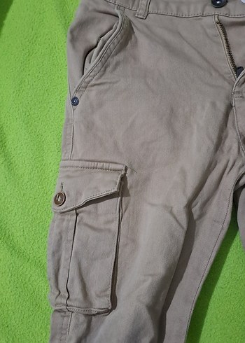 cocuk pantalonu Kemerli Rahat Kumaş Pantolon 9 10 yas krem renk - Görsel 2