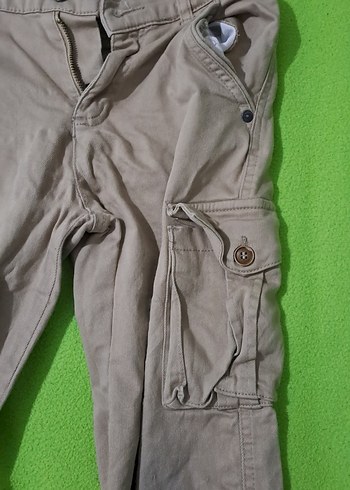 cocuk pantalonu Kemerli Rahat Kumaş Pantolon 9 10 yas krem renk - Görsel 3