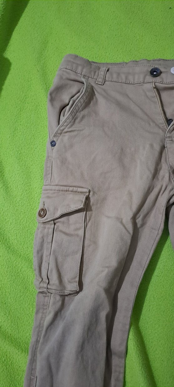 cocuk pantalonu  Kemerli Rahat Kumaş Pantolon 9 10 yas krem renk - Görsel 2