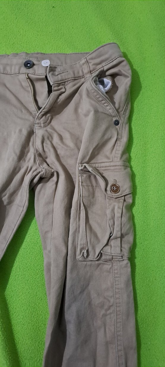 cocuk pantalonu  Kemerli Rahat Kumaş Pantolon 9 10 yas krem renk - Görsel 3