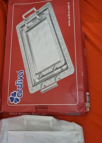 tepsi Beyaz gumus renk tepsi 2 adet ufak buyuk - Görsel 2