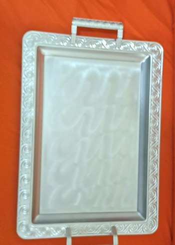 tepsi Beyaz gumus renk tepsi 2 adet ufak buyuk - Görsel 6