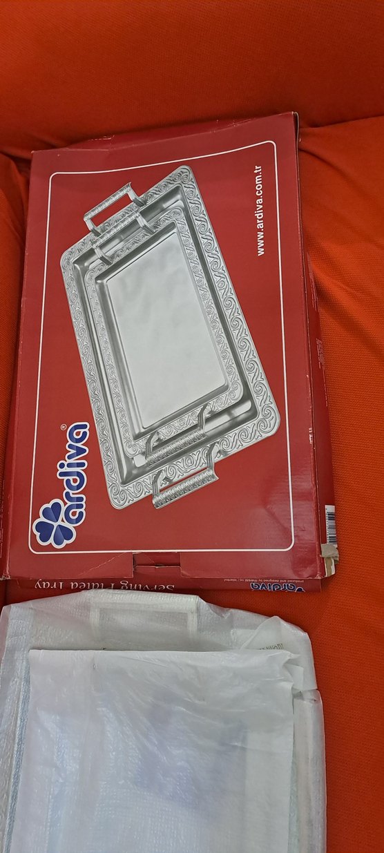 tepsi Beyaz gumus renk tepsi 2 adet ufak buyuk - Görsel 2