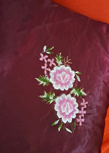 yastik bordo Nakışlı Klasik Yastık Kılıfı - Görsel 3