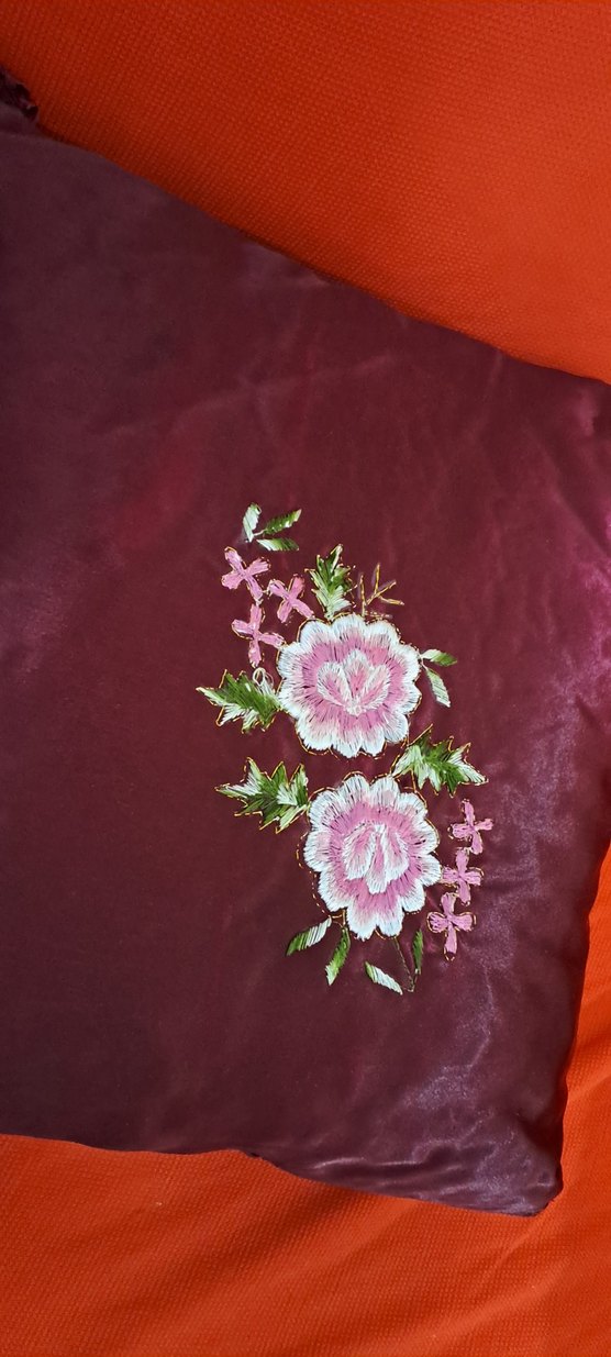 yastik bordo Nakışlı Klasik Yastık Kılıfı - Görsel 3