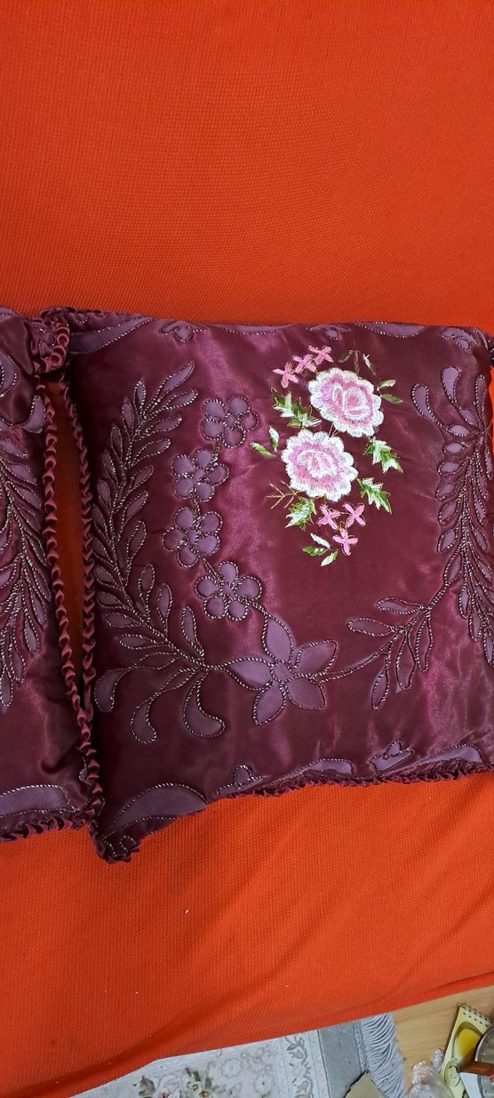 yastik bordo Nakışlı Klasik Yastık Kılıfı - Görsel 4