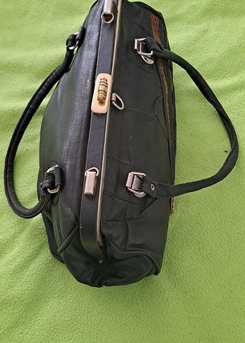 çanta Kemerli Siyah Deri Kadın Çantası - Görsel 2