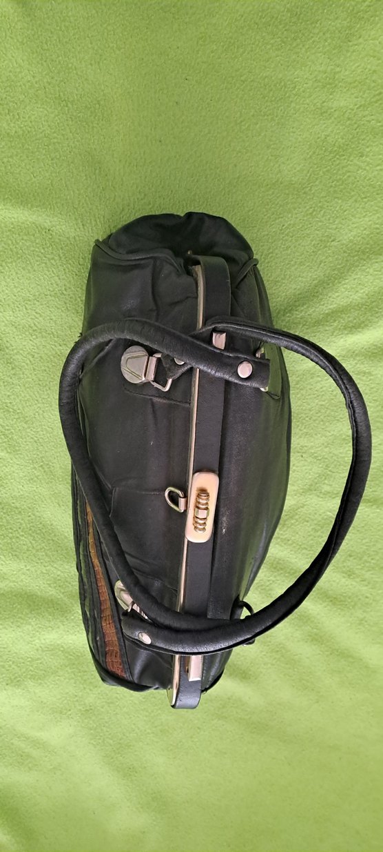 çanta Kemerli Siyah Deri Kadın Çantası - Görsel 5