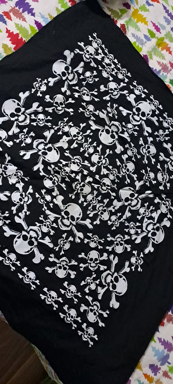 bandana dantel Detaylı Siyah Gotik Kuru Kafalı flar - Görsel 2