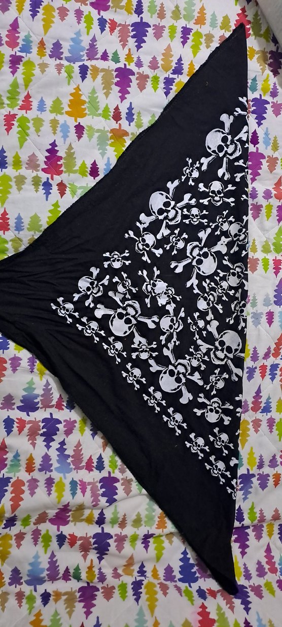 bandana dantel Detaylı Siyah Gotik Kuru Kafalı flar - Görsel 5