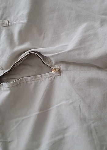 bayan etek düğmeli Bej Hamile Midi Etek - Görsel 4