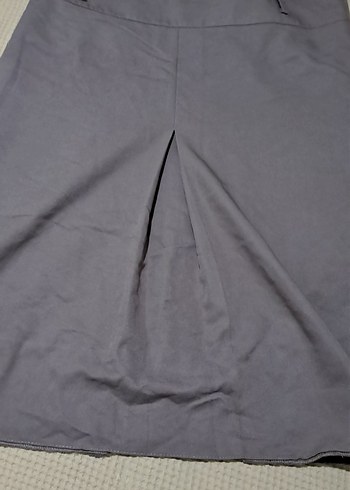 etek Gri Midi Hamile Keten Etek - Görsel 6