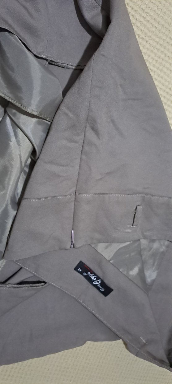 etek Gri Midi Hamile Keten Etek - Görsel 5