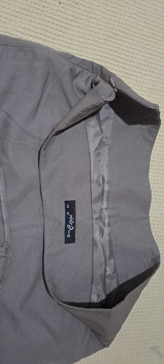 etek Gri Midi Hamile Keten Etek - Görsel 4