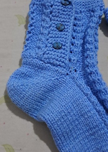 çetik Mavi Erkek Çorapları Örgü Detaylı - Görsel 2