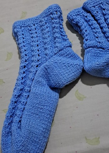 çetik Mavi Erkek Çorapları Örgü Detaylı - Görsel 6