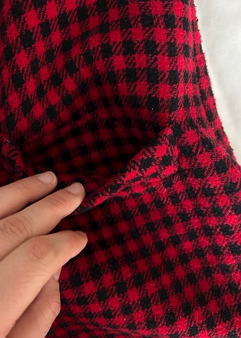 Kapüşonlu Kırmızı Kareli Kadın Gömlek - Görsel 3