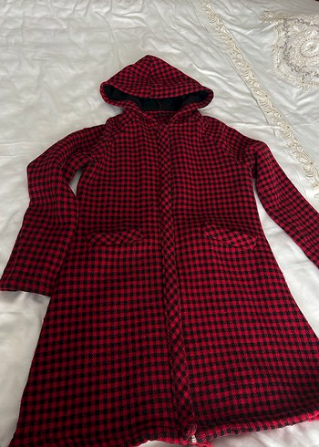 Kapüşonlu Kırmızı Kareli Kadın Gömlek - Görsel 2