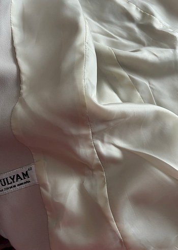 Bej Keten Uzun Kadın Takım Elbise - Görsel 3