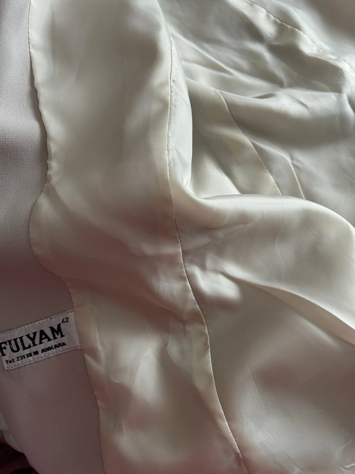 Bej Keten Uzun Kadın Takım Elbise - Görsel 3