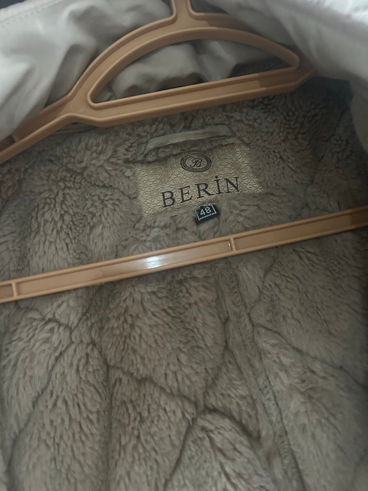 Uzun Bej Kadın Mont, Kürklü, Kapüşonlu - Görsel 4