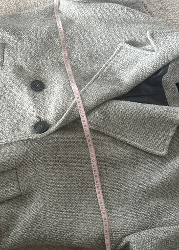 Gri Çift Düğmeli Kaban - Görsel 3