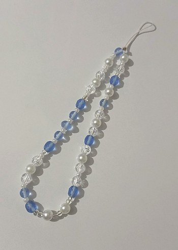 mavi cam boncuklu phone charm (telefon askısı)