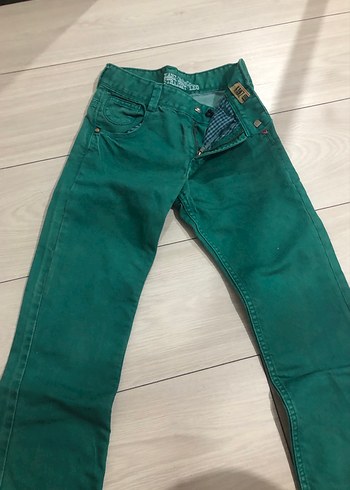 Parlak Yeşil Erkek Çocuk Denim Pantolon - Görsel 2