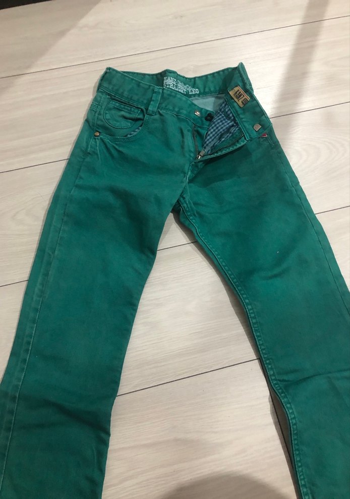 Parlak Yeşil Erkek Çocuk Denim Pantolon - Görsel 2